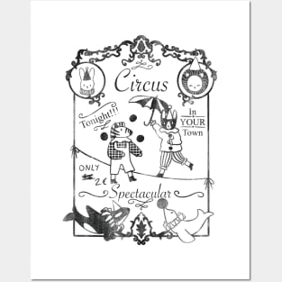 Circus Poster with cute animal clowns Posters and Art